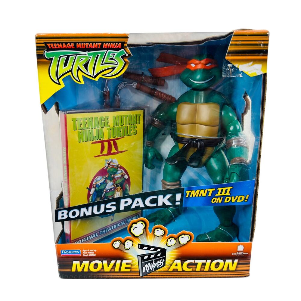 Playmates‎ Teenage Mutant Ninja Turtles Michaelangelo Movie Figure w/DVD Bonus